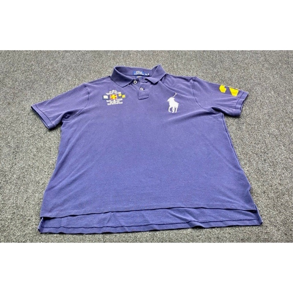 Polo Ralph Lauren Polo Shirt Mens XXL Navy Custom Fit Yacht Club Big Pony 3